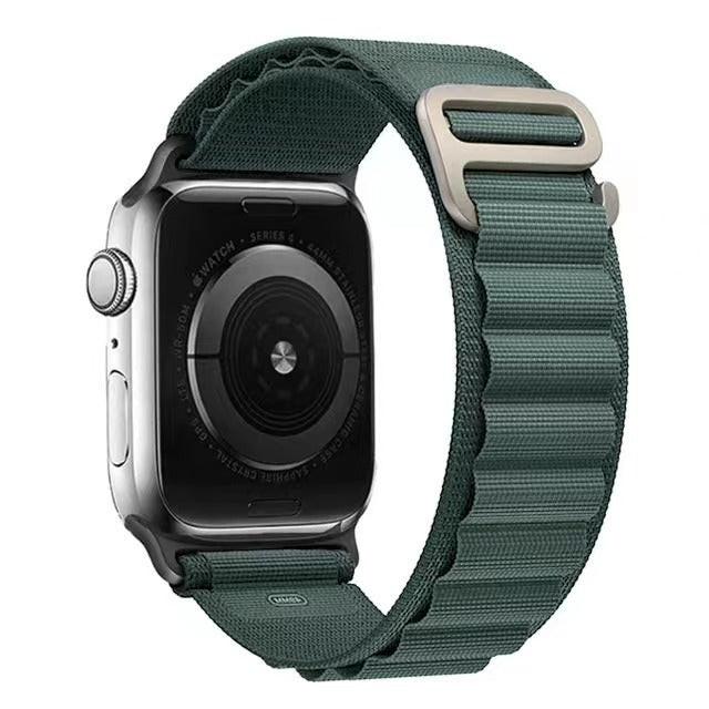 Rainforest Green Alpine Loop nylon Apple Watch band with G-hook closure