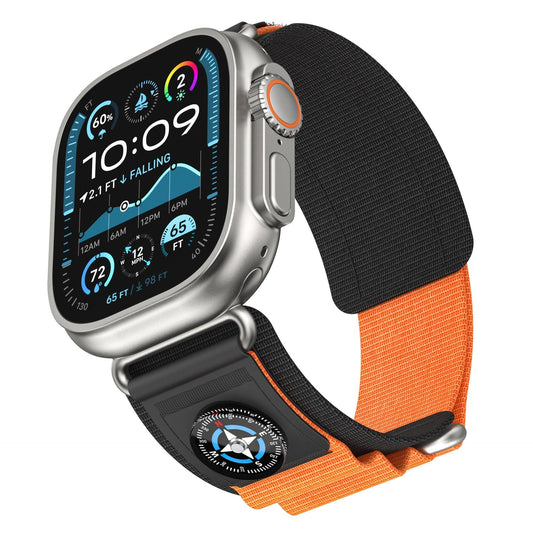 iBandGear Apple Watch Adventure Nylon Velcro Compass Band - Orange