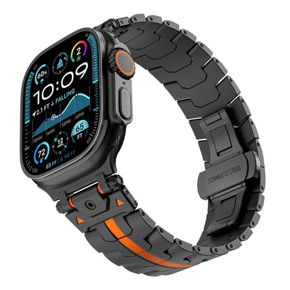 iBandGear Armor-Link Stainless Steel Band for Apple Watch - Black–Orange