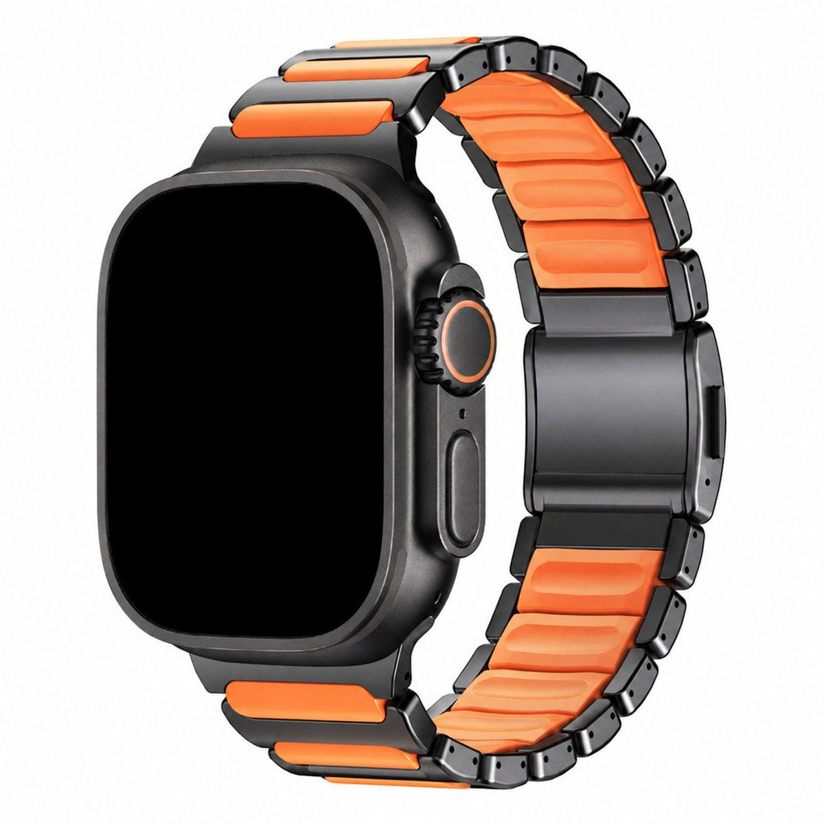 iBandGear ArmorFlex Hybrid Metal Band for Apple Watch - Black-Orange