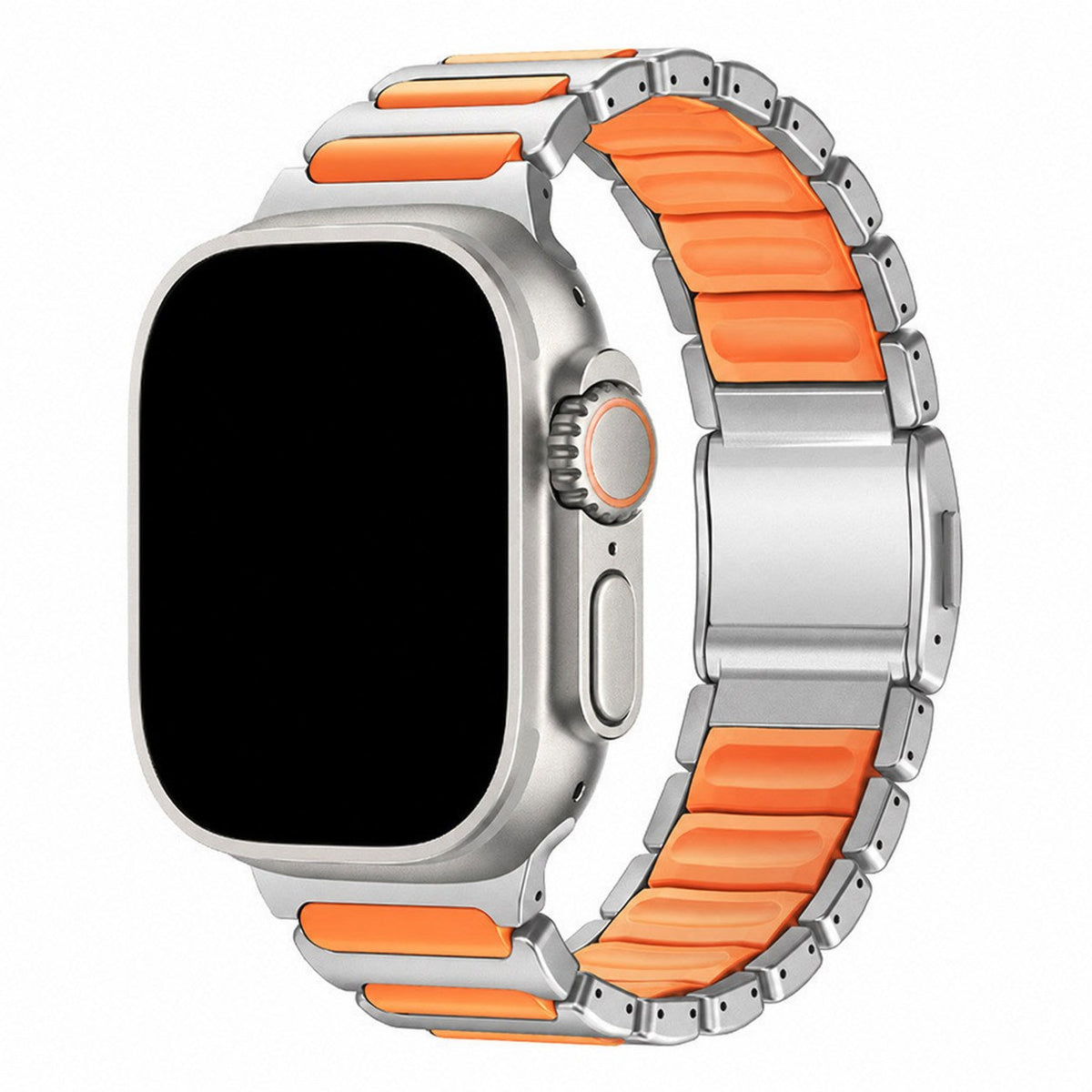 iBandGear ArmorFlex Hybrid Metal Band for Apple Watch - Titanium-Orange
