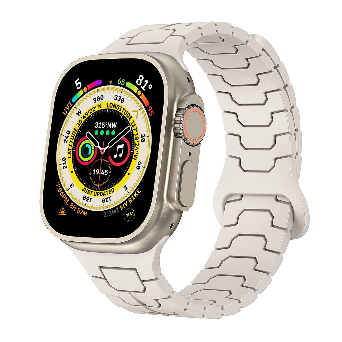 iBandGear ArmorLink Silicone Band for Apple Watch Rugged Modern Design - Starlight
