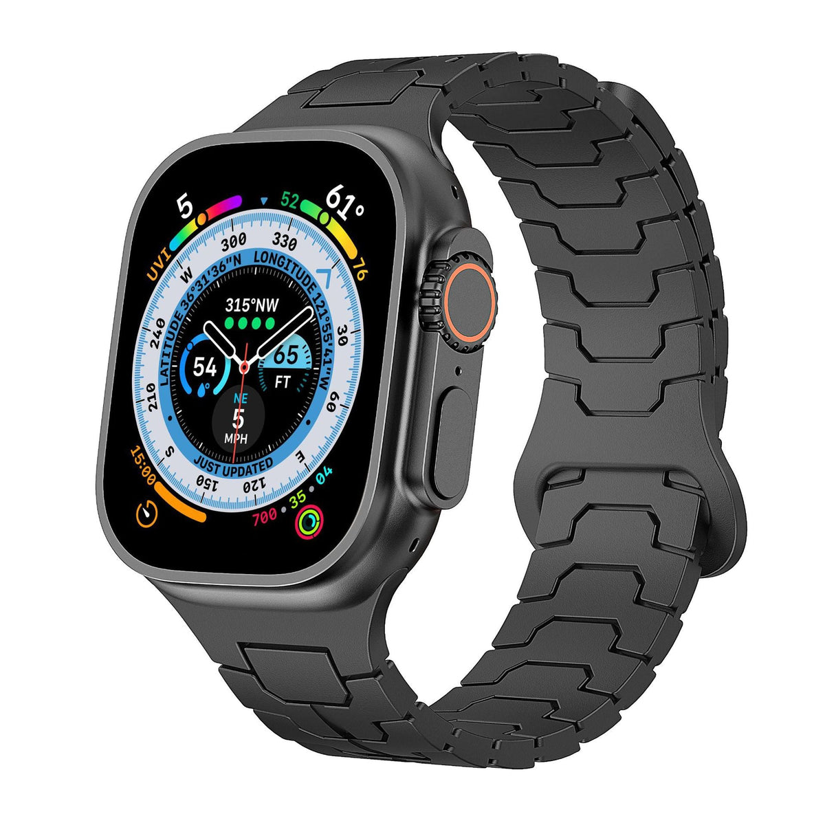 iBandGear ArmorLink Silicone Band for Apple Watch Rugged Modern Design - Black