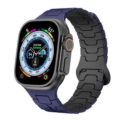 iBandGear ArmorLink Silicone Band for Apple Watch Rugged Modern Design - Blue-Black