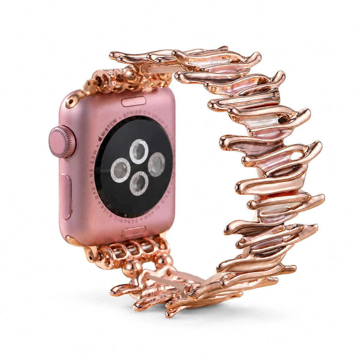 iBandGear Artistic Leaf Metal Bracelet Band for Apple Watch – Oil Color Design - Brown