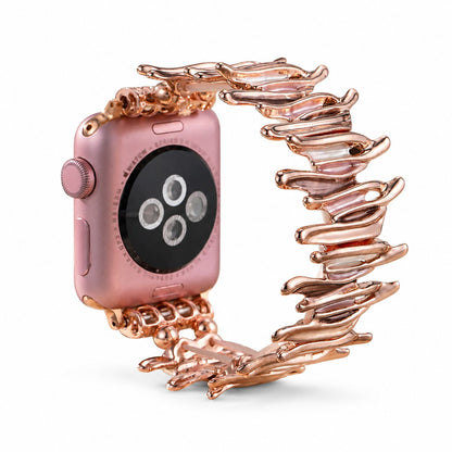 iBandGear Artistic Leaf Metal Bracelet Band for Apple Watch – Oil Color Design - Brown