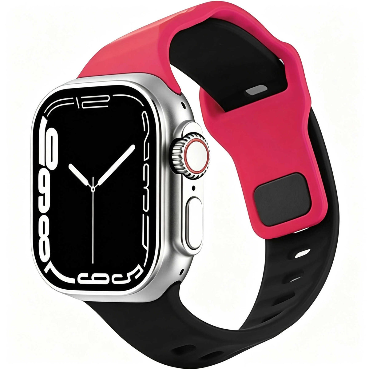 iBandGear Asymmetrical Cut Silicone Band for Apple Watch - Hot Pink-Black