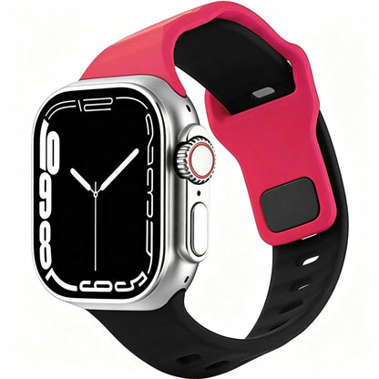 iBandGear Asymmetrical Cut Silicone Band for Apple Watch - Hot Pink-Black