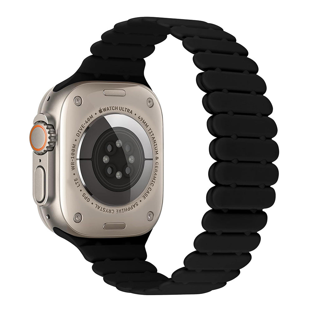 iBandGear Bamboo Link Inspired Magnetic Silicone Band for Apple Watch - Black