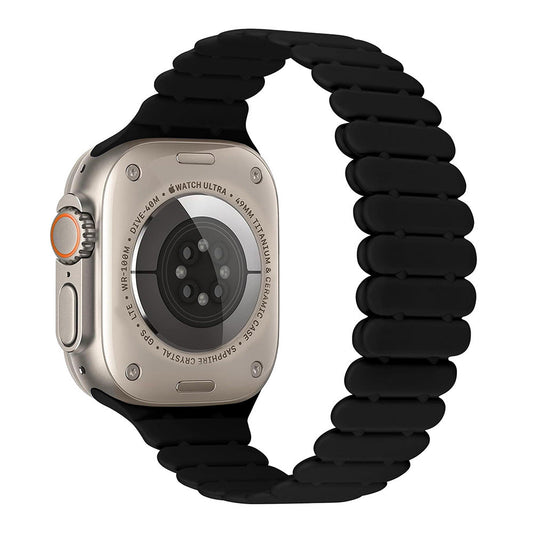 iBandGear Bamboo Link Inspired Magnetic Silicone Band for Apple Watch - Black