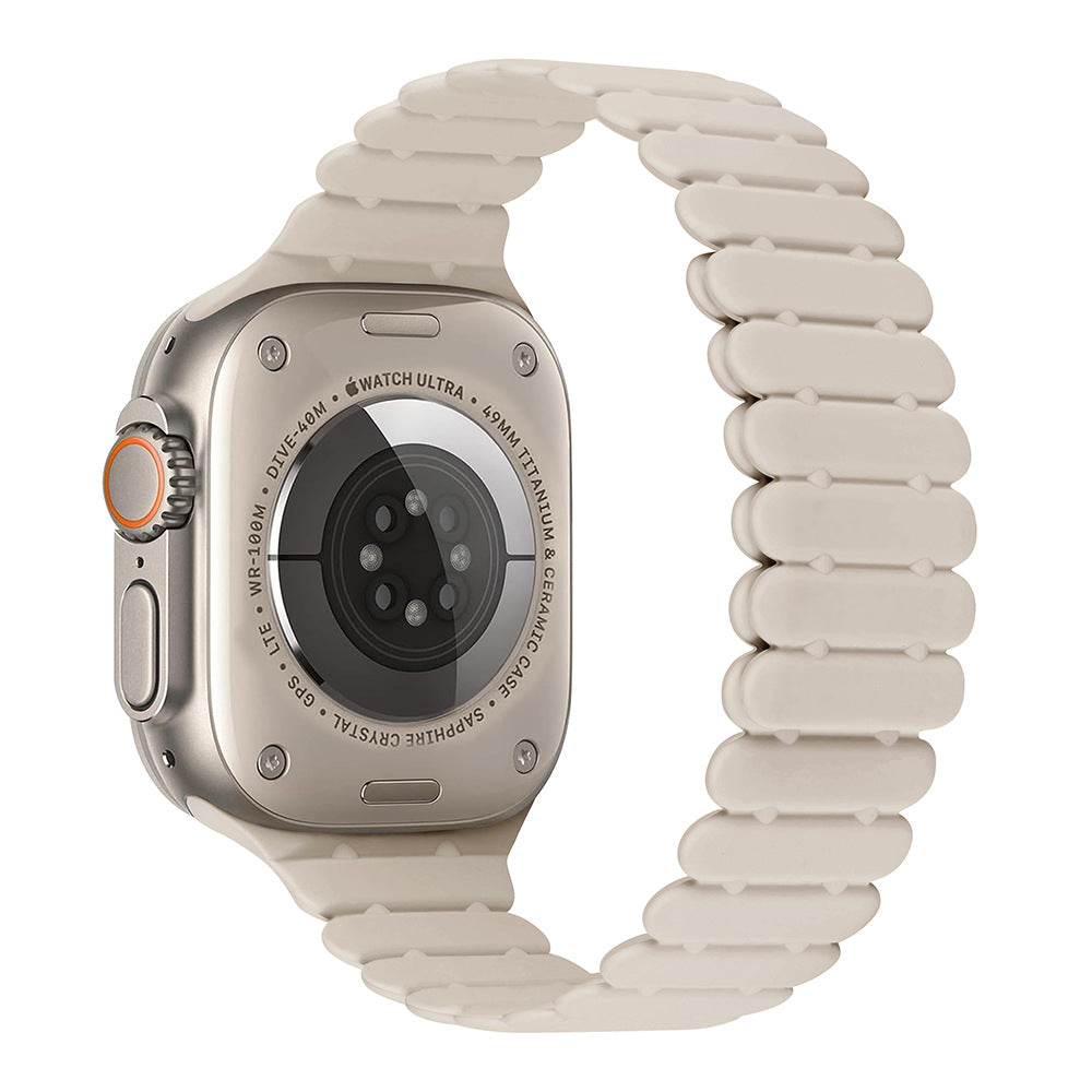 iBandGear Bamboo Link Inspired Magnetic Silicone Band for Apple Watch - Starlight