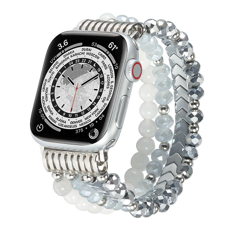iBandGear Beaded Jewelry Bracelet Band for Apple Watch - Silver Gray