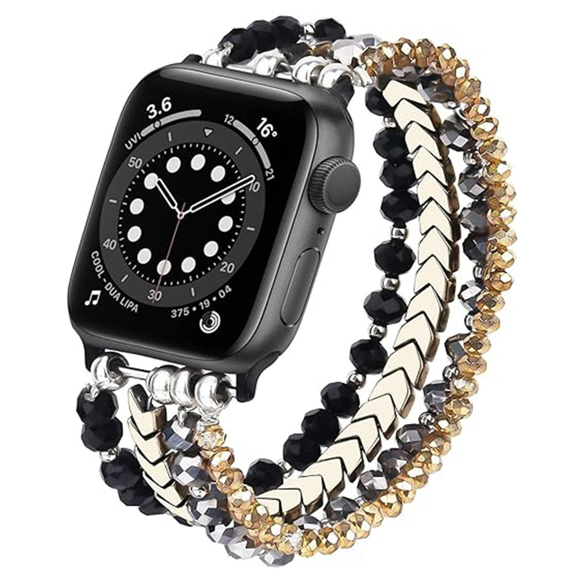 iBandGear Beaded Jewelry Bracelet Band for Apple Watch - Black Gold