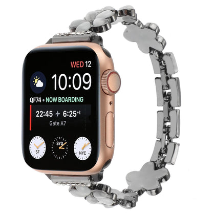 iBandGear Blossom Charm Jewelry Band for Apple Watch – Elegant Floral Bracelet Style Strap - Black