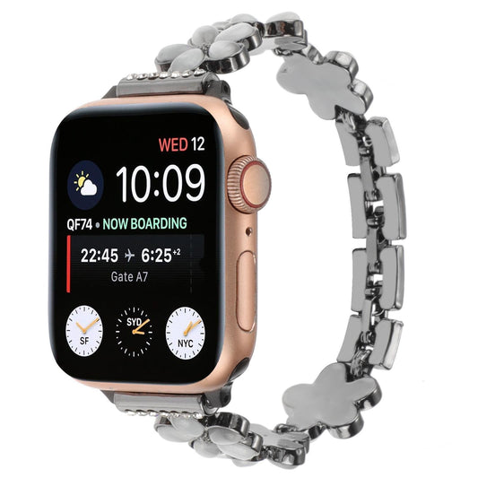 iBandGear Blossom Charm Jewelry Band for Apple Watch – Elegant Floral Bracelet Style Strap - Black