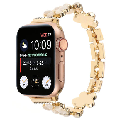 iBandGear Blossom Charm Jewelry Band for Apple Watch – Elegant Floral Bracelet Style Strap - Gold