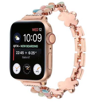 iBandGear Blossom Charm Jewelry Band for Apple Watch – Elegant Floral Bracelet Style Strap - Multicolor Rose Gold