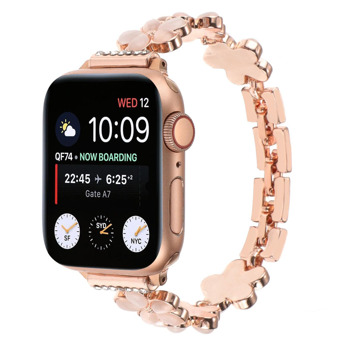 iBandGear Blossom Charm Jewelry Band for Apple Watch – Elegant Floral Bracelet Style Strap - Rose Gold