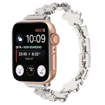 iBandGear Blossom Charm Jewelry Band for Apple Watch – Elegant Floral Bracelet Style Strap - Silver