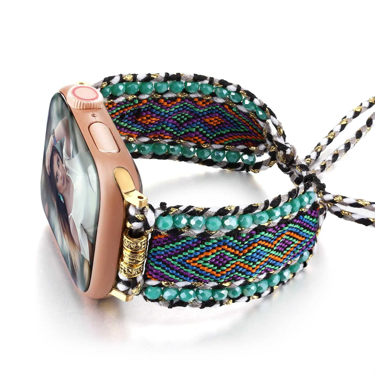 iBandGear Boho Woven Band for Apple Watch – Colorful Ethnic Style - Green