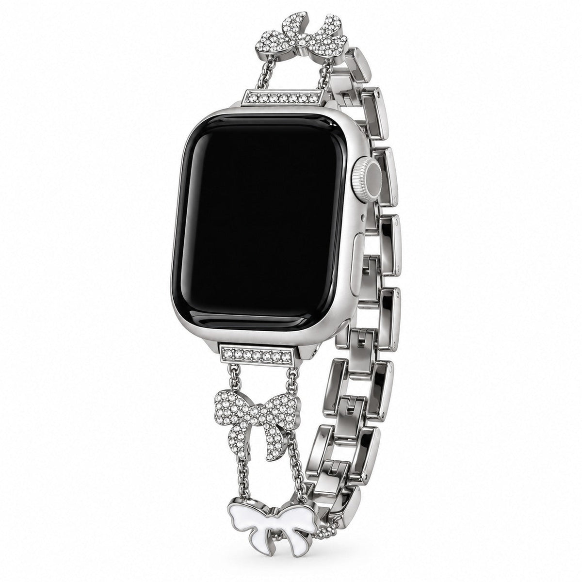 iBandGear Bow Charm Crystal Chain Band for Apple Watch - Silver