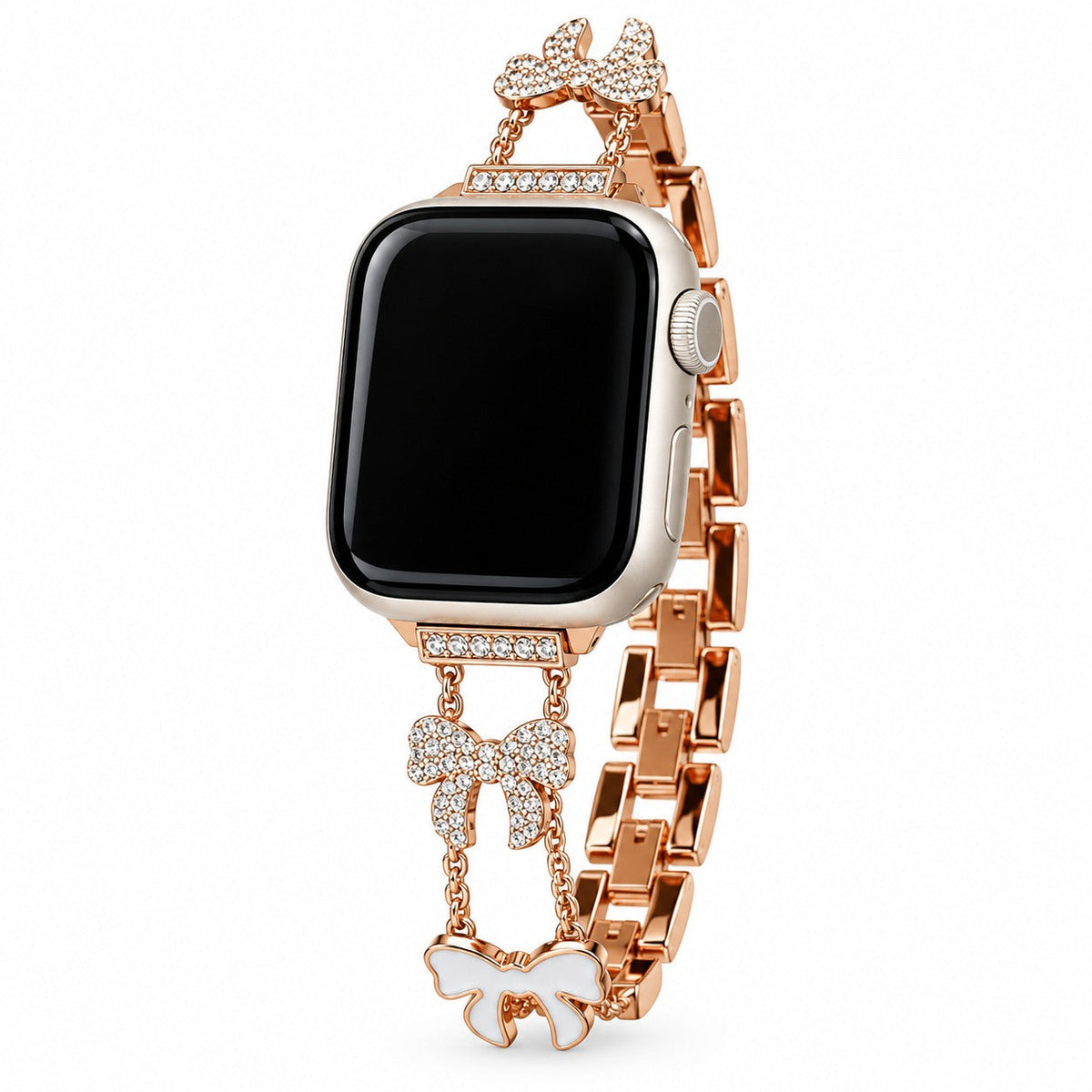 iBandGear Bow Charm Crystal Chain Band for Apple Watch - Rose Gold