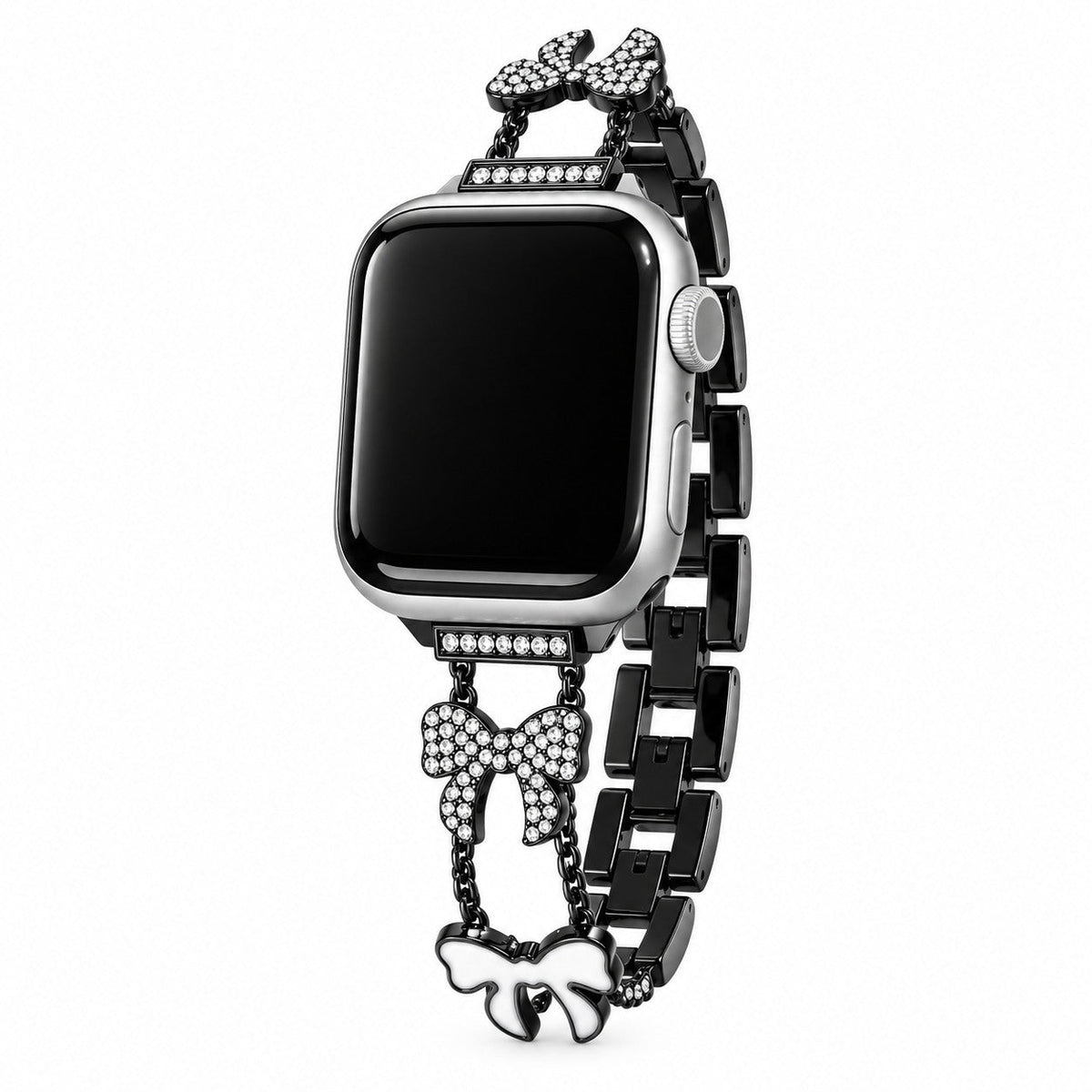 iBandGear Bow Charm Crystal Chain Band for Apple Watch - Black