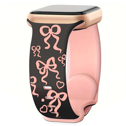 iBandGear BowCharm Dual-Tone Silicone Band for Apple Watch - Black - Pink