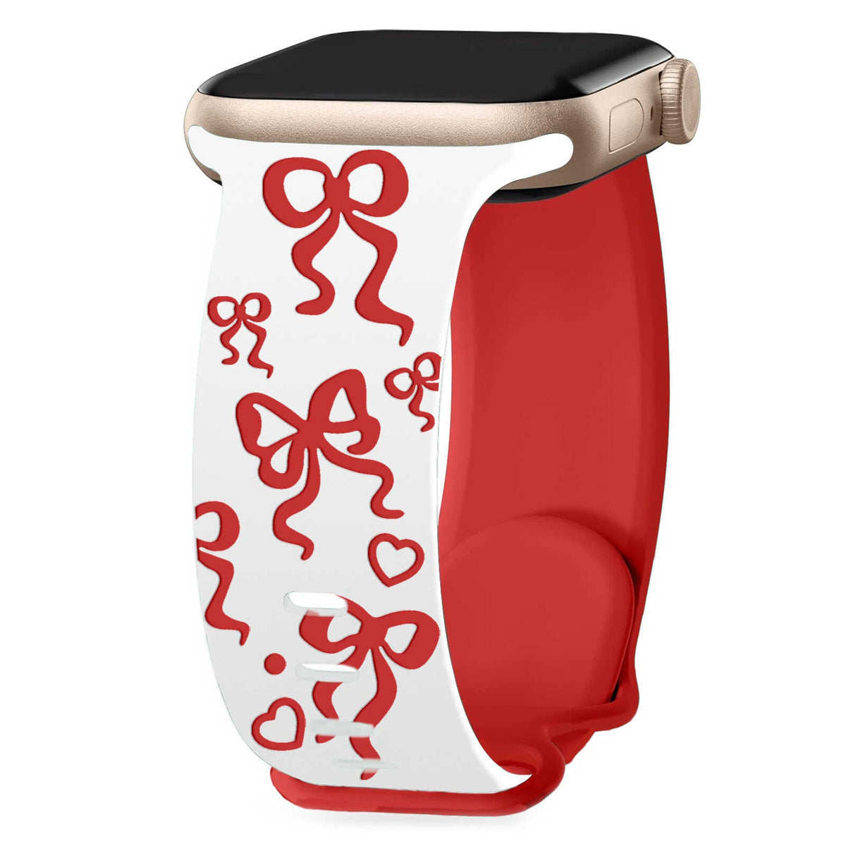 iBandGear BowCharm Dual-Tone Silicone Band for Apple Watch - White - Red