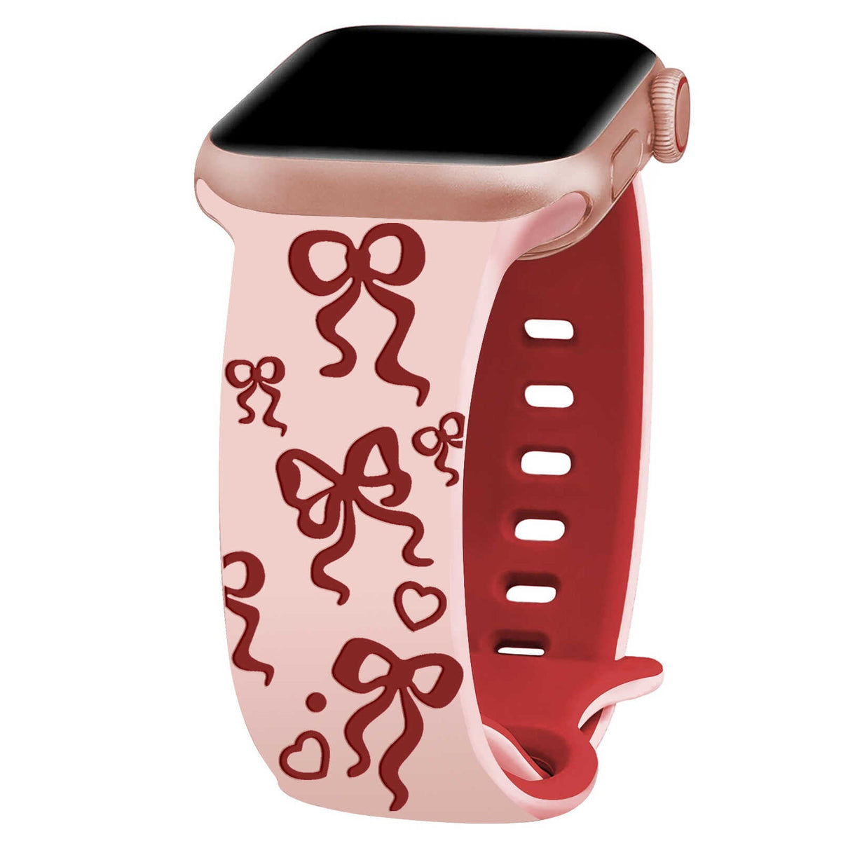 iBandGear BowCharm Dual-Tone Silicone Band for Apple Watch - Pink - Red