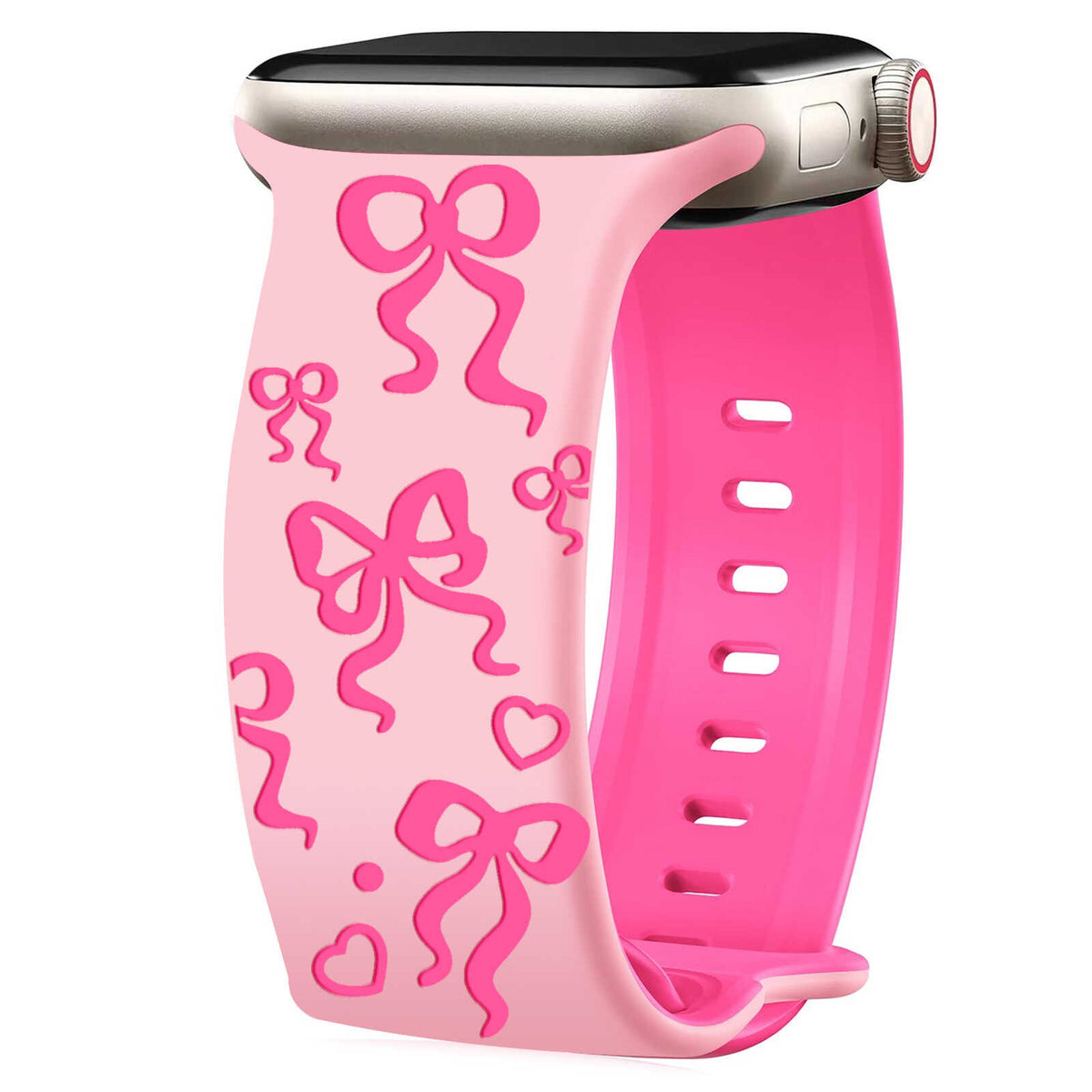 iBandGear BowCharm Dual-Tone Silicone Band for Apple Watch - Pink - Barbie Pink