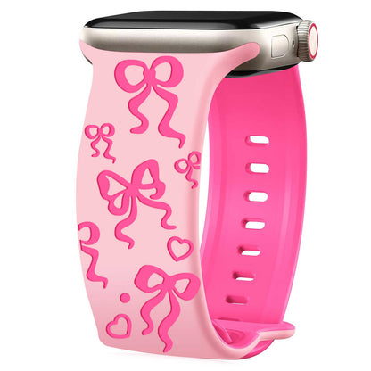 iBandGear BowCharm Dual-Tone Silicone Band for Apple Watch - Pink - Barbie Pink