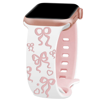 iBandGear BowCharm Dual-Tone Silicone Band for Apple Watch - White - Pink