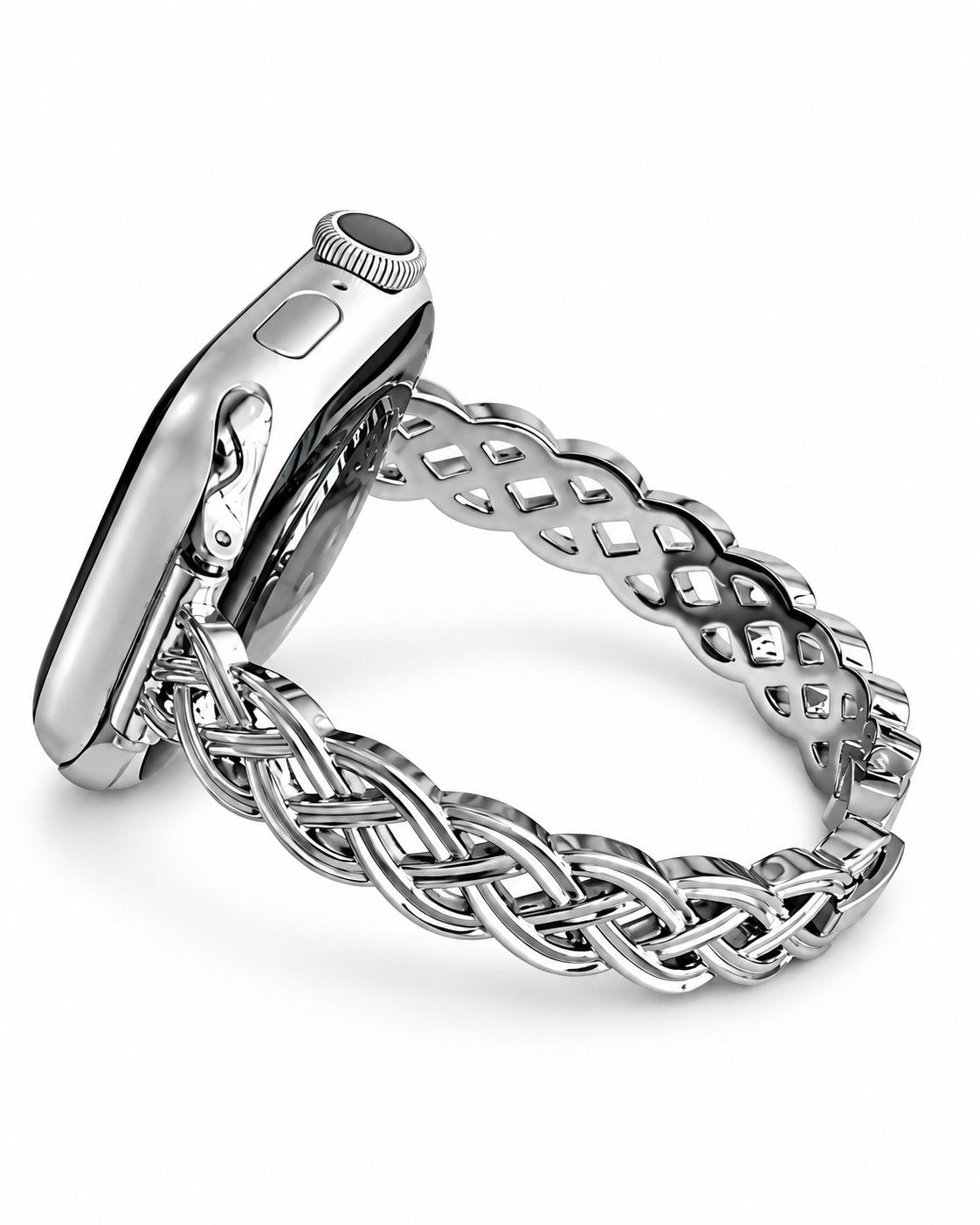 iBandGear Braided Metal Chain Bracelet Band for Apple Watch - Silver