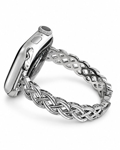 iBandGear Braided Metal Chain Bracelet Band for Apple Watch - Silver