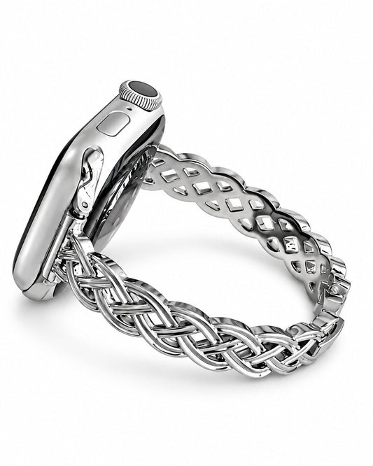 iBandGear Braided Metal Chain Bracelet Band for Apple Watch - Silver
