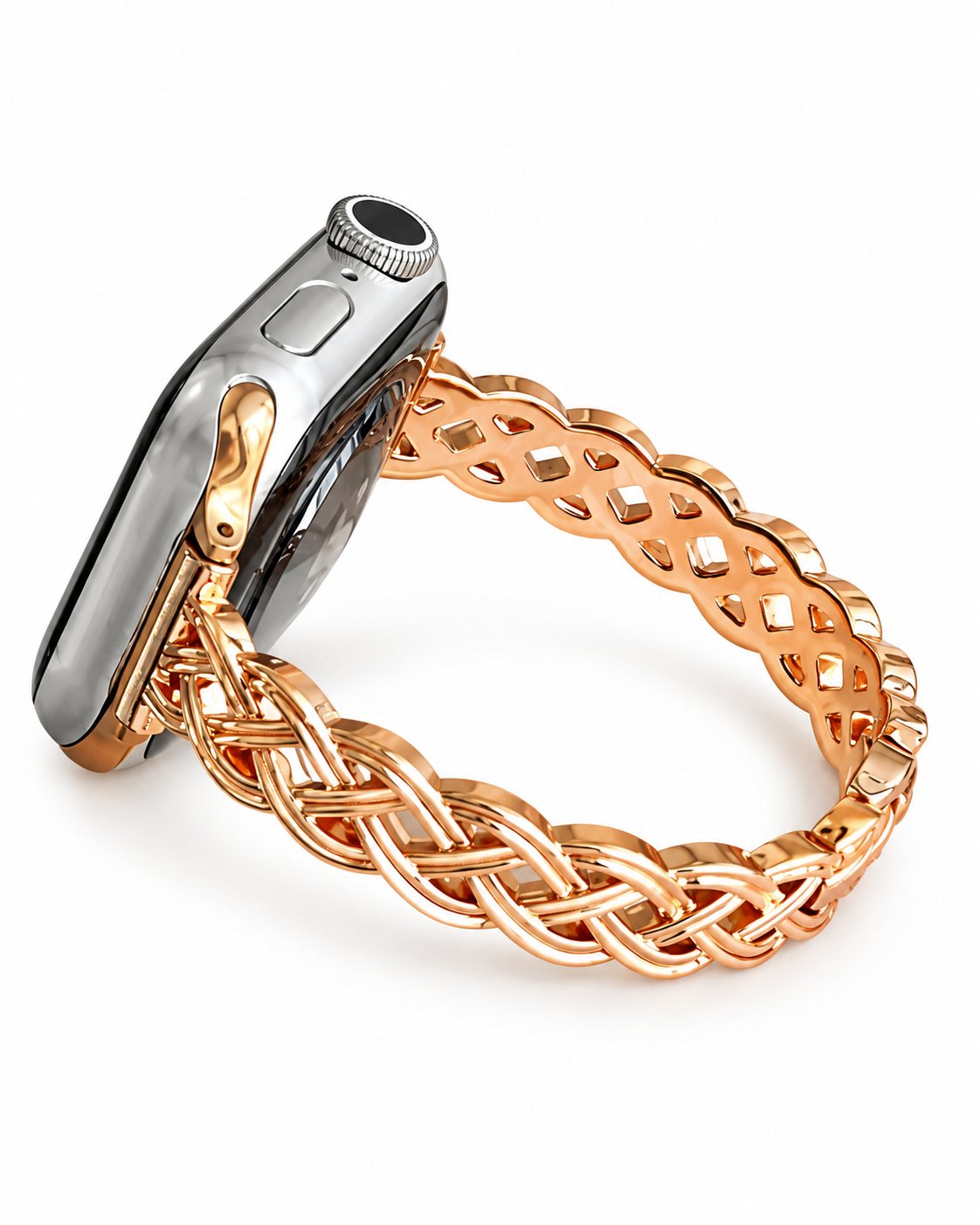 iBandGear Braided Metal Chain Bracelet Band for Apple Watch - Rose Gold