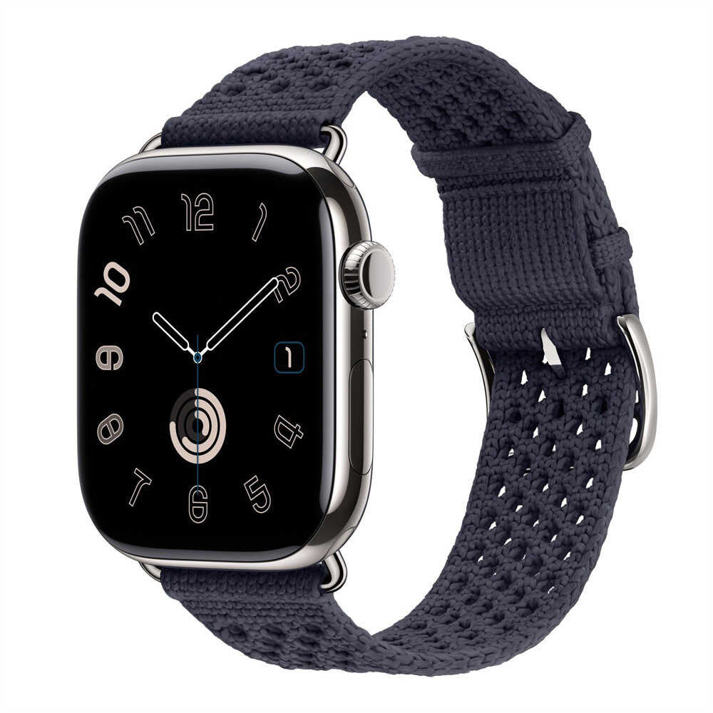iBandGear Braided Nylon Band for Apple Watch Breathable Sport Strap - Midnight Blue