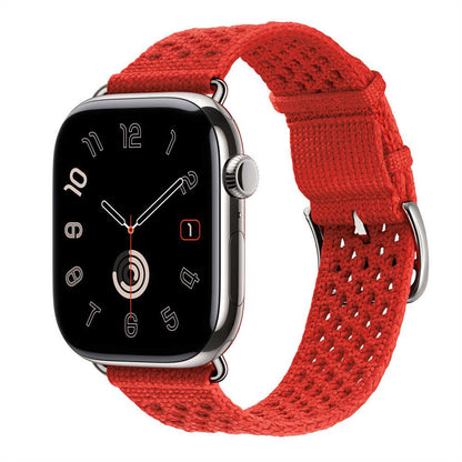 iBandGear Braided Nylon Band for Apple Watch Breathable Sport Strap - Orange Red