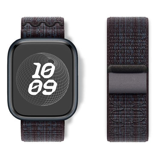 iBandGear Breathable Nylon Sport Loop Band for Apple Watch - Black with Blue