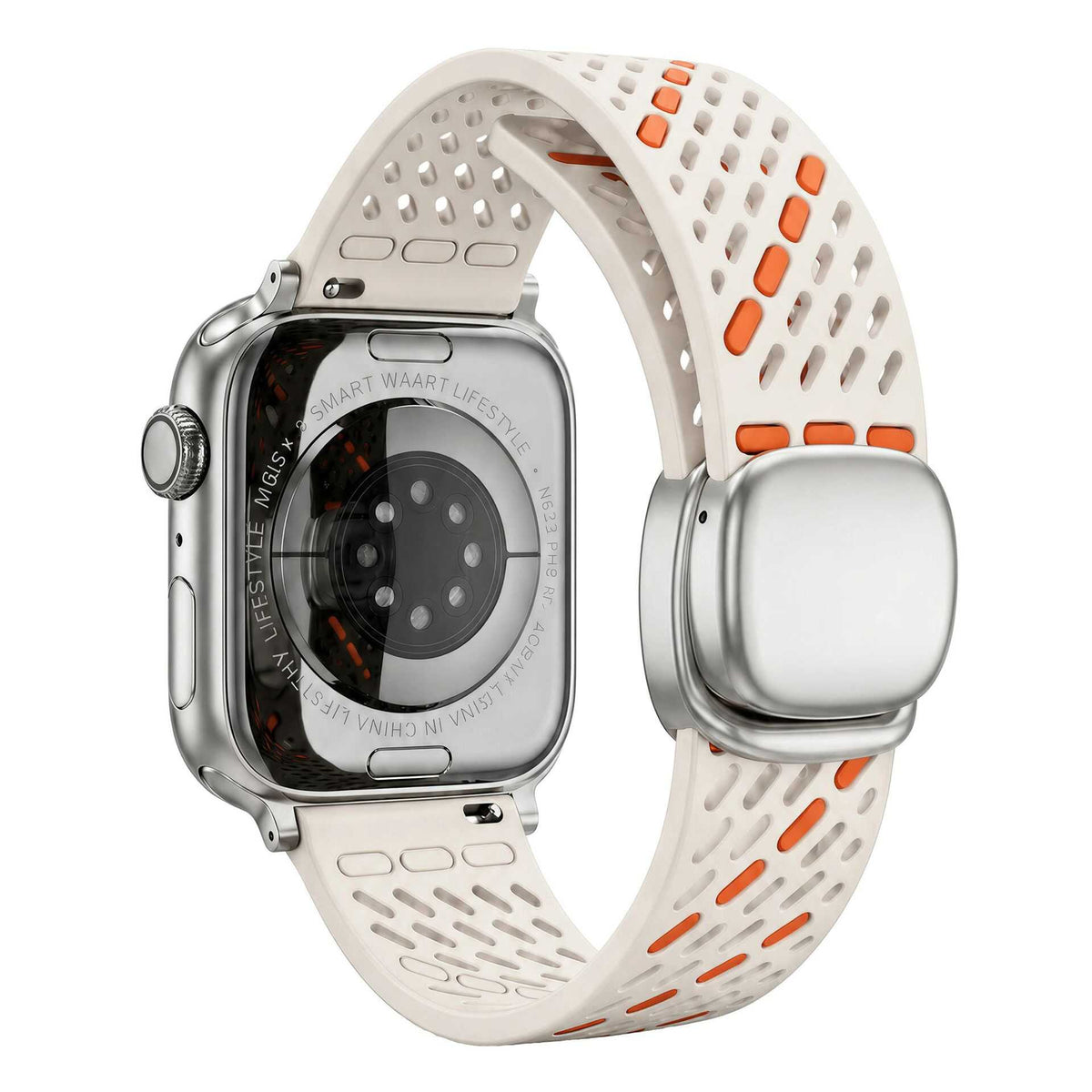 iBandGear BreathFlow Dual-Color Magnetic Silicone Band for Apple Watch - Starlight-Orange-Starlight
