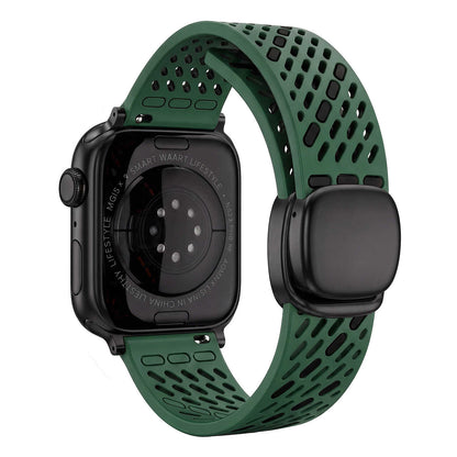 iBandGear BreathFlow Dual-Color Magnetic Silicone Band for Apple Watch - Green-Black-Black