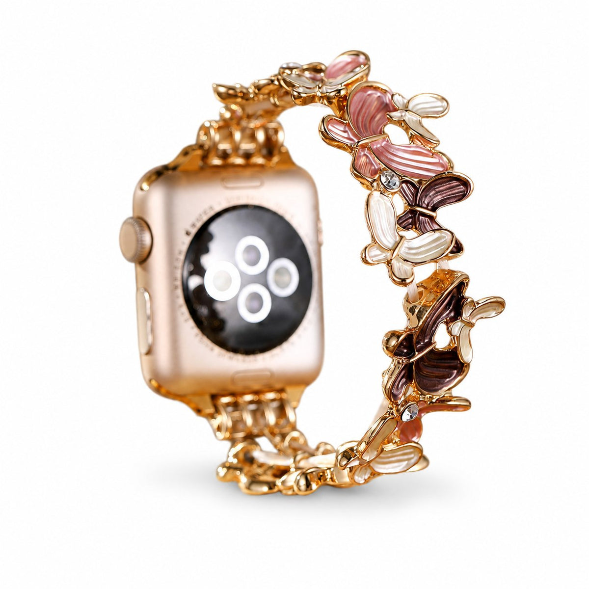iBandGear Butterfly Charm Link Band for Apple Watch - Gold-Brown
