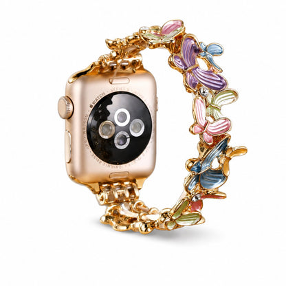 iBandGear Butterfly Charm Link Band for Apple Watch - Gold-Multi Color