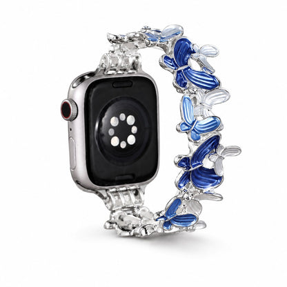 iBandGear Butterfly Charm Link Band for Apple Watch - Silver-Blue