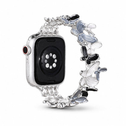 iBandGear Butterfly Charm Link Band for Apple Watch - Silver-Black