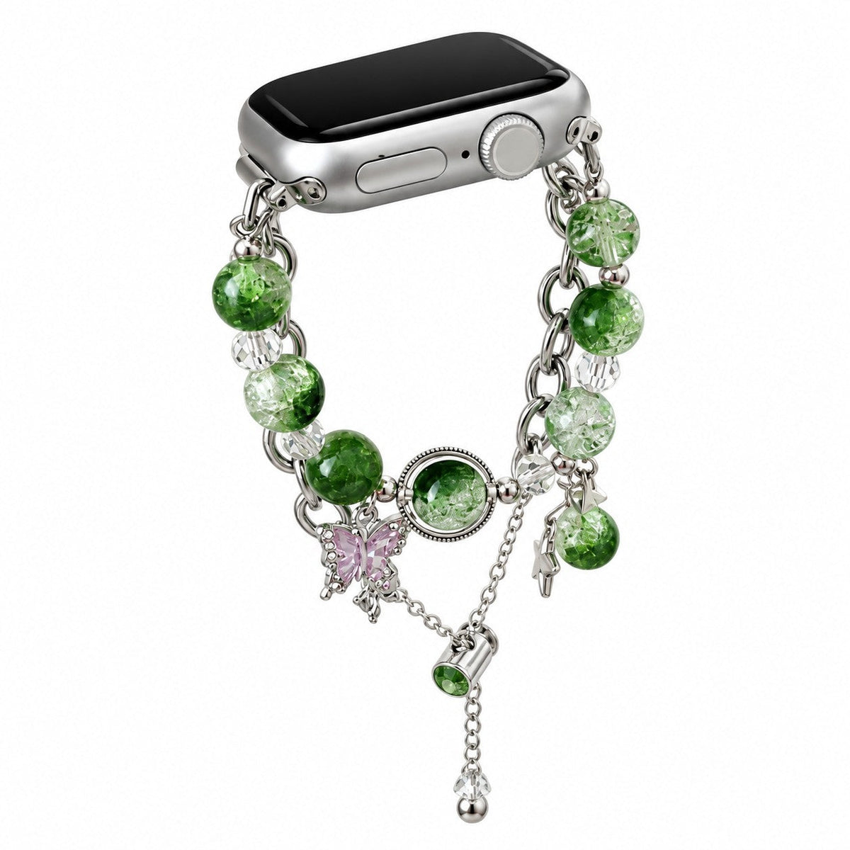 iBandGear Butterfly Crystal Beaded Bracelet Band for Apple Watch - Green