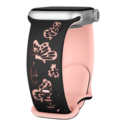 iBandGear Butterfly Whisper Silicone Band for Apple Watch - Black - Light Pink