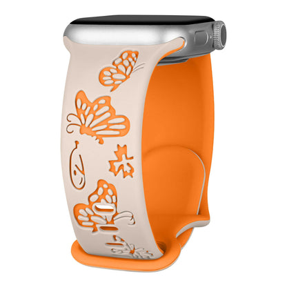 iBandGear Butterfly Whisper Silicone Band for Apple Watch - Starlight - Orange