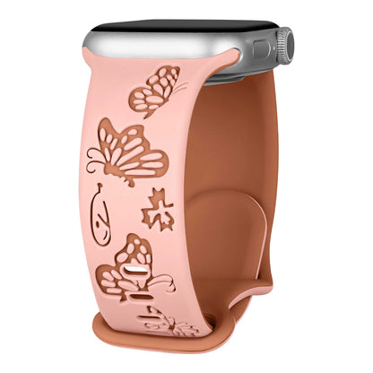 iBandGear Butterfly Whisper Silicone Band for Apple Watch - Pink Sand - Brown